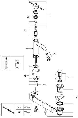 GROHE ESSENCE umyvadlová stojánková baterie, s odtokovou soupravou, Water Saving, warm sunset 23589DA1 Obrázek - fotka