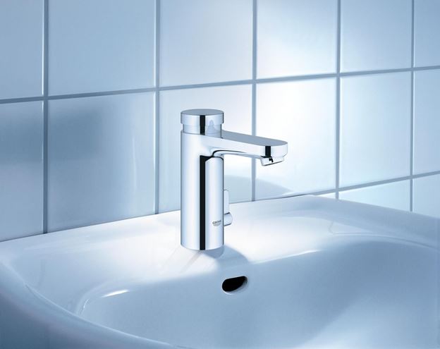 GROHE EUROSMART COSMOPOLITAN T umyvadlová stojánková baterie, s regulací teploty, samouzavírací, chrom 36317000 Obrázek - fotka
