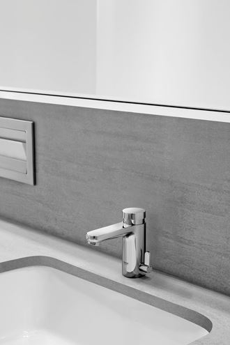 GROHE EUROSMART COSMOPOLITAN T umyvadlová stojánková baterie, s regulací teploty, samouzavírací, chrom 36317000 Obrázek - fotka