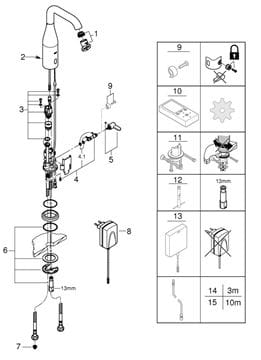 GROHE ESSENCE E umyvadlová senzorová baterie s regulací teploty, napájení ze sítě, chrom 36444000 Obrázek - fotka