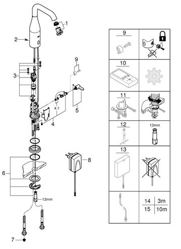 GROHE ESSENCE E umyvadlová senzorová baterie s regulací teploty, napájení ze sítě, chrom 36444000 Obrázek - fotka