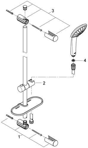 GROHE EUPHORIA 110 MASSAGE sprchová souprava 4-dílná, ruční sprcha pr. 110 mm, 3 proudy, tyč, hadice, polička, chrom 27231001 Obrázek - fotka