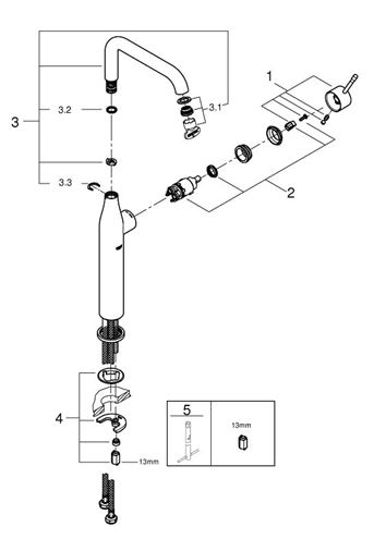 GROHE ESSENCE NEW umyvadlová stojánková baterie, Water Saving, kartáčovaný hard graphite 32901AL1 Obrázek - fotka