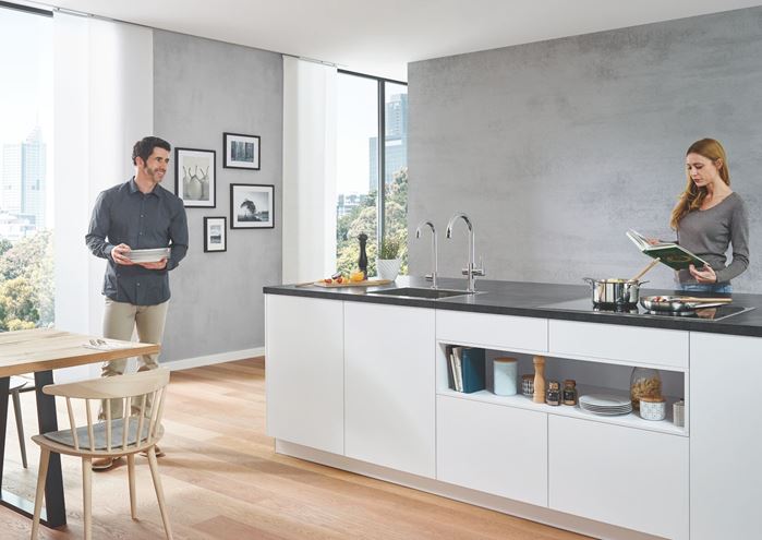 GROHE BLUE HOME dřezová elektronická baterie Mono, s filtračním a chladícím zařízením, Bluetooth, pro jednu vodu, napájení ze sítě, chrom 31498001 Obrázek - fotka