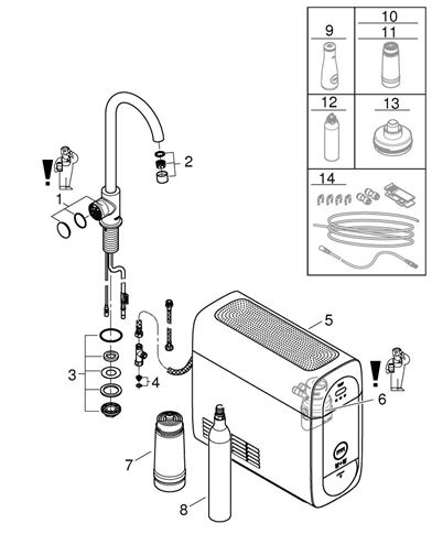 GROHE BLUE HOME dřezová elektronická baterie Mono, s filtračním a chladícím zařízením, Bluetooth, pro jednu vodu, napájení ze sítě, chrom 31498001 Obrázek - fotka