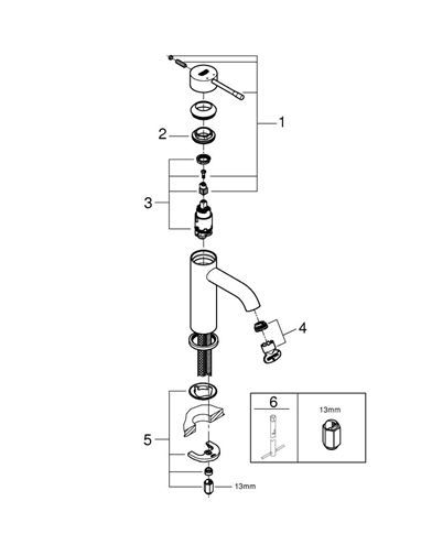GROHE ESSENCE NEW umyvadlová stojánková baterie, kartáčovaný hard graphite 23590AL1 Obrázek - fotka