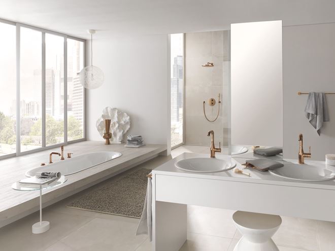 GROHE ESSENCE NEW umyvadlová stojánková baterie, s odtokovou soupravou, Water Saving, warm sunset 32628DA1 Obrázek - fotka