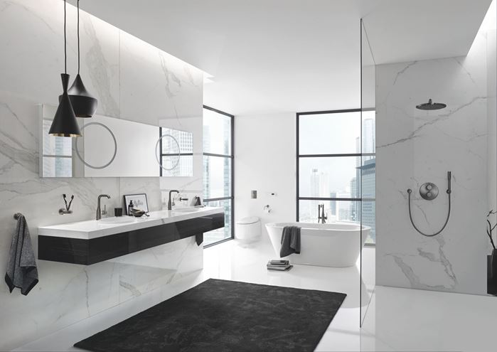 GROHE ESSENCE NEW umyvadlová stojánková baterie, s odtokovou soupravou, Water Saving, kartáčovaný hard graphite 32628AL1 Obrázek - fotka