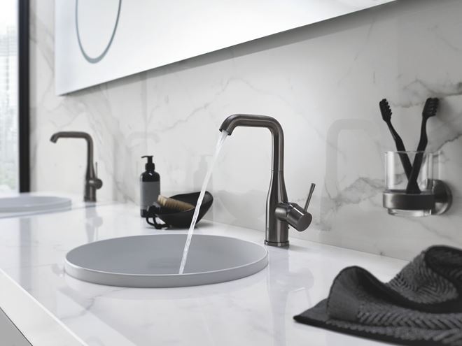 GROHE ESSENCE NEW umyvadlová stojánková baterie, s odtokovou soupravou, Water Saving, kartáčovaný hard graphite 32628AL1 Obrázek - fotka