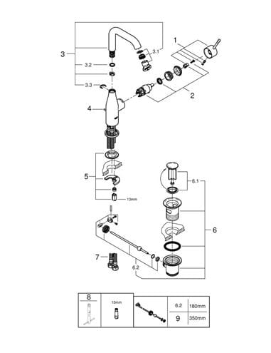 GROHE ESSENCE NEW umyvadlová stojánková baterie, s odtokovou soupravou, Water Saving, kartáčovaný hard graphite 32628AL1 Obrázek - fotka