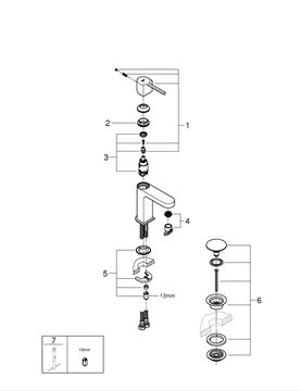GROHE PLUS umyvadlová stojánková baterie, s odtokovou soupravou, chrom 33163003 Obrázek - fotka