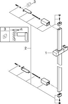GROHE EUPHORIA CUBE sprchová tyč 620 mm s držákem ruční sprchy, chrom 27892000 Obrázek - fotka