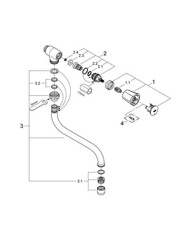 GROHE COSTA L umyvadlová nástěnná baterie pro jednu vodu, chrom 30484001 Obrázek - fotka