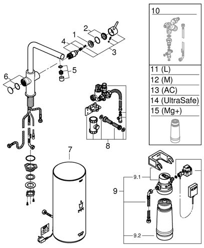 GROHE RED DUO dřezová elektronická baterie, s ohřevem, velikost L, GROHE ChildLock, napájení ze sítě, chrom 30325001 Obrázek - fotka