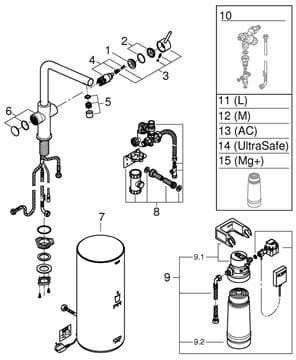 GROHE RED DUO dřezová elektronická baterie, s ohřevem, velikost L, GROHE ChildLock, napájení ze sítě, chrom 30325001 Obrázek - fotka