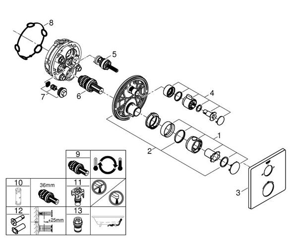 GROHE GROHTHERM vanová podomítková termostatická baterie, pro 2 spotřebiče, chrom 24080000 Obrázek - fotka