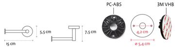 CONCEPT 150 držák toaletního papíru, nástěnný, nerez SLZD 70-PT Technický nákres