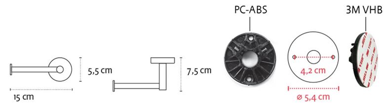 CONCEPT 150 držák toaletního papíru, nástěnný, černá SLZD 70N-PT Technický nákres