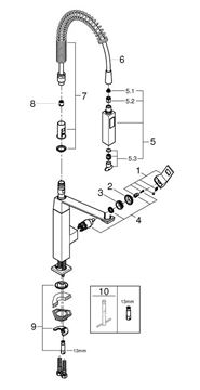 GROHE EUROCUBE dřezová baterie, s flexi ramínkem a sprškou, supersteel 31395DC0 Obrázek - fotka