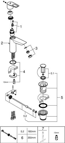 GROHE BAULOOP umyvadlova stojánková baterie, s odtokovou soupravou, chrom 23762001 Obrázek - fotka