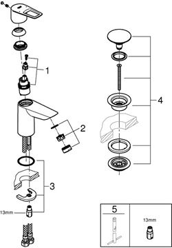 GROHE BAULOOP umyvadlová stojánková baterie, s odtokovou soupravou, chrom 23878001 Obrázek - fotka