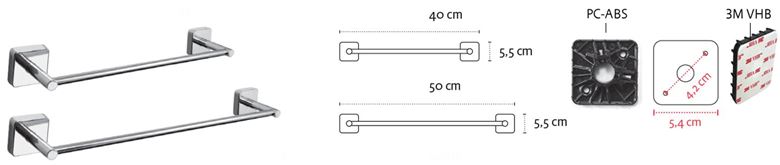 CONCEPT 150 držák ručníku 500 mm, matná černá SLZD 59N-PT Technický nákres