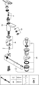 GROHE BAULOOP umyvadlová stojánková baterie, s odtokovou soupravou, chrom 23335001 Obrázek - fotka
