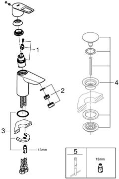 GROHE BAULOOP umyvadlová stojánková baterie, chrom 23337001 Obrázek - fotka