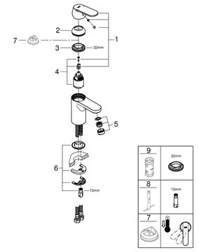 GROHE EUROSMART COSMOPOLITAN umyvadlová stojánková baterie, chrom 32824000 Obrázek - fotka