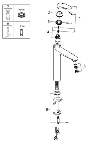 GROHE EUROSTYLE umyvadlová stojánková baterie, chrom 23719003 Obrázek - fotka