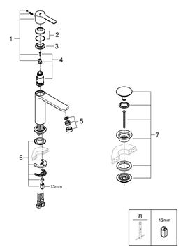 GROHE LINEARE umyvadlová stojánková baterie, s odtokovou soupravou, supersteel 23106DC1 Obrázek - fotka