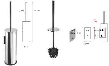 CONCEPT 150 WC štětka, nástěnná, nerez ocel SLZD 31-PT Technický nákres