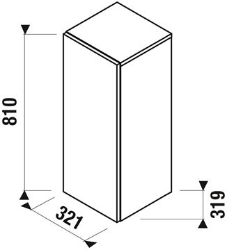 JIKA MIO-N nízká skříňka 32,1x31,9x81 cm, 1 dvířka, Push-open, jasan H43J7111303421 Technický nákres