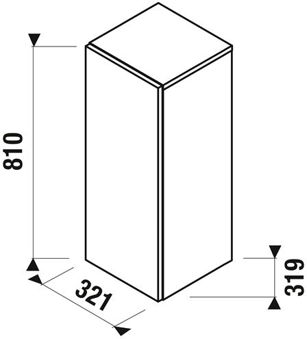 JIKA MIO-N nízká skříňka 32,1x31,9x81 cm, 1 dvířka, Push-open, jasan H43J7111303421 Technický nákres