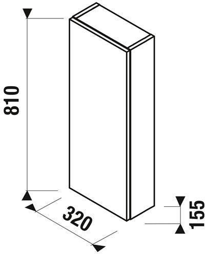 JIKA MIO-N nízká skříňka 32,1x15,5x81 cm, 1 dvířka, Push-open, jasan H43J7141303421 Technický nákres