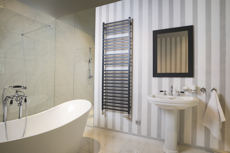 ZEHNDER VISION koupelnový radiátor 1432/600, vnější připojení, anthracite 0346 colours free QV-140-060-0346 Obrázek - fotka