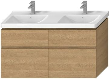 JIKA CUBITO PURE skříňka pod dvojumyvadlo 128x46,7x68,3 cm, 4 zásuvky, Push-open, dub