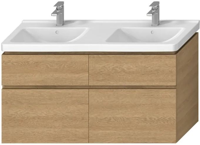 JIKA CUBITO PURE skříňka pod dvojumyvadlo 128x46,7x68,3 cm, 4 zásuvky, Push-open, dub H40J4274025191 Obrázek - Hlavní obrázek