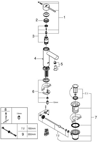 GROHE ESSENCE NEW umyvadlová stojánková baterie, s odtokovou soupravou, chrom 24175001 Obrázek - fotka