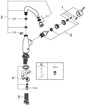 GROHE ESSENCE NEW umyvadlová stojánková baterie, chrom 24176001 Obrázek - fotka