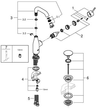 GROHE ESSENCE NEW umyvadlová stojánková baterie, s odtokovou soupravou, chrom 24181001 Obrázek - fotka