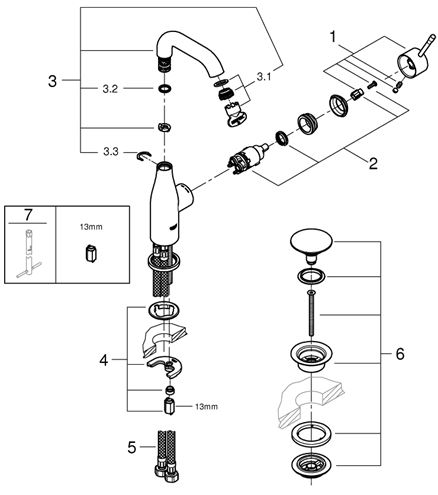 GROHE ESSENCE NEW umyvadlová stojánková baterie, s odtokovou soupravou, chrom 24181001 Obrázek - fotka
