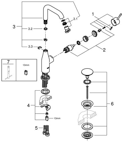 GROHE ESSENCE NEW umyvadlová stojánková baterie, s odtokovou soupravou, Water Saving, chrom 24182001 Obrázek - fotka