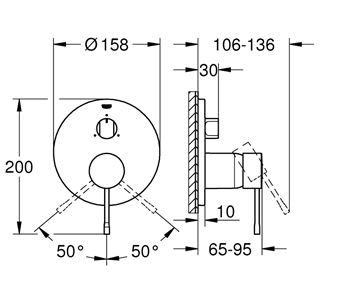 GROHE ESSENCE NEW podomítková baterie, pro 3 spotřebiče, chrom 24169001 Technický nákres