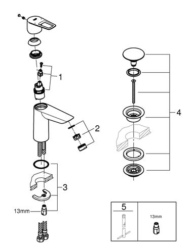 GROHE BAULOOP umyvadlová stojánková baterie, s odtokovou soupravou, chrom 23886001 Obrázek - fotka