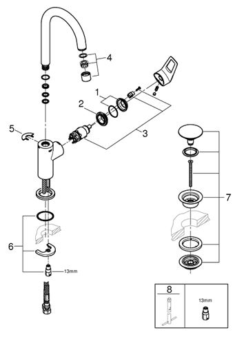 GROHE BAULOOP umyvadlová stojánková baterie, s odtokovou soupravou, chrom 23891001 Obrázek - fotka
