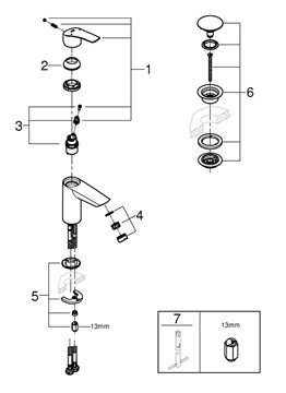 GROHE EUROSMART umyvadlová stojánková baterie, s odtokovou soupravou, Water Saving, chrom 23922003 Obrázek - fotka