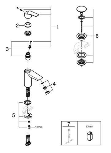 GROHE EUROSMART umyvadlová stojánková baterie, s odtokovou soupravou, Water Saving, chrom 23922003 Obrázek - fotka