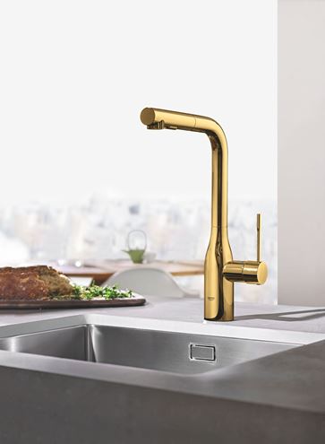 GROHE ESSENCE NEW dřezová baterie, s vytahovací sprškou, cool sunrise 30504GL0 Obrázek - fotka