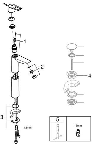 GROHE BAULOOP umyvadlová stojánková baterie, chrom 23764001 Obrázek - fotka